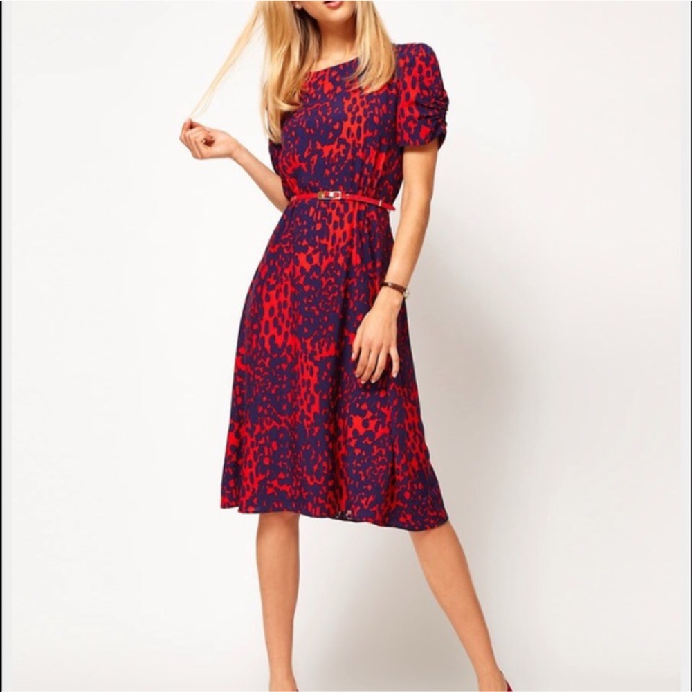 Asos animal print midi dress